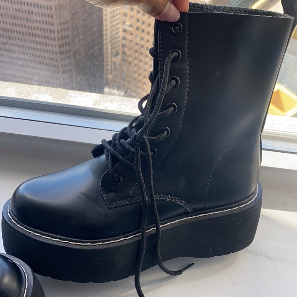 Chunky platform leather boots